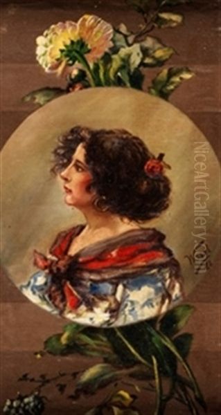 Dama Con Panuelo Oil Painting by Manuel Wssel De Guimbarda