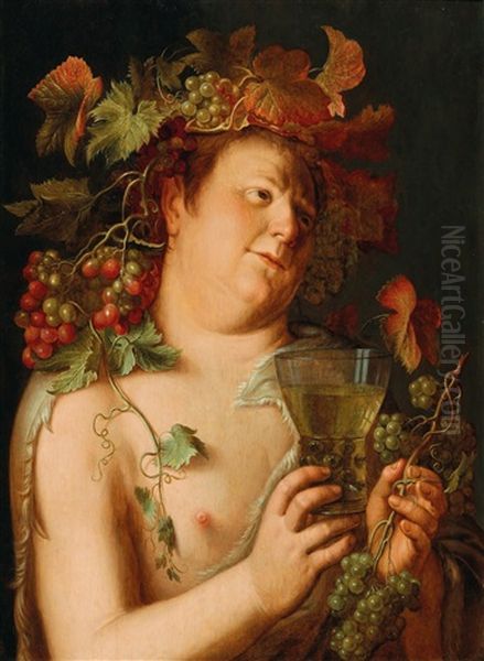 Bacchus Oil Painting by Joachim Anthonisz Wtewael