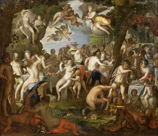 The Wedding Of Peleus And Thetis Oil Painting by Joachim Anthonisz Wtewael