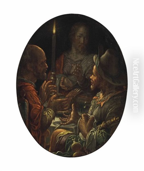 The Supper At Emmaus Oil Painting by Joachim Anthonisz Wtewael