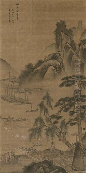 Landscape (after Ma Yuan) Oil Painting by  Wu Chang