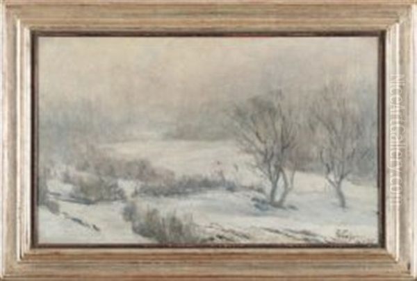 Nebeliger Wintertag Oil Painting by Fritz Wucherer