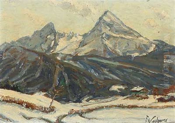 Blick Auf Den Watzmann Im Winter Oil Painting by Fritz Wucherer