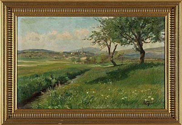 Fruhling - Motiv Bei Kronberg Oil Painting by Fritz Wucherer