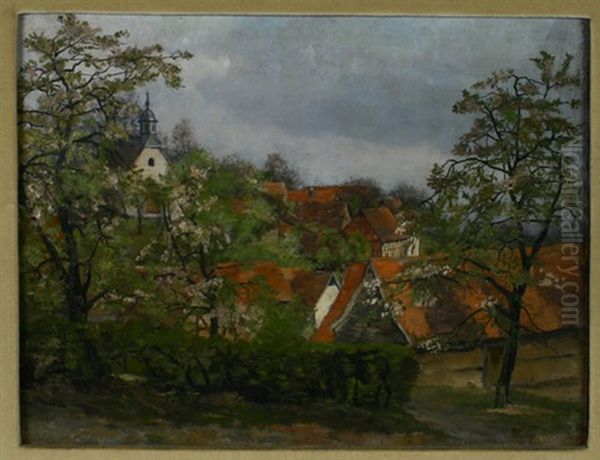 Blick Auf Kirche In Mammolshain Oil Painting by Fritz Wucherer