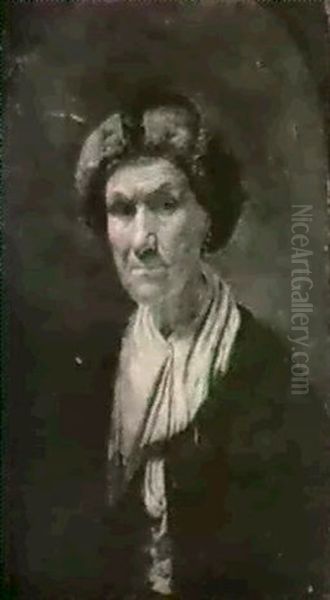 Portrait Of A Old Woman Wearing A Fur Hat Oil Painting by Abraham Wuchters