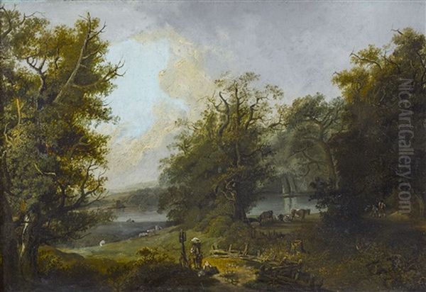 Pastorale Landschaft Oil Painting by Heinrich Johann Wuest