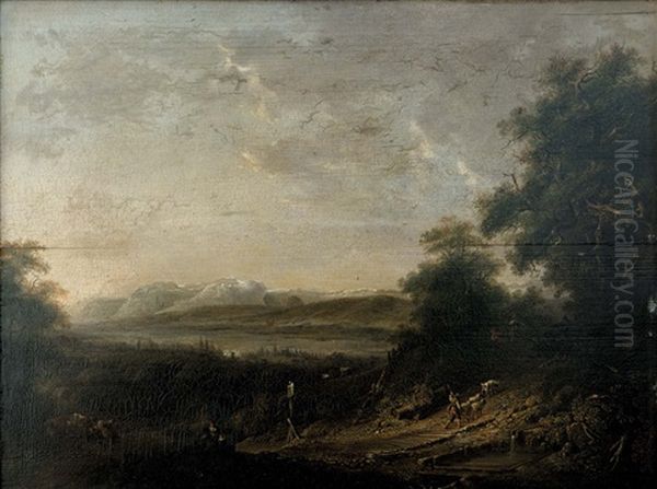 Landschaft Am Zuricher See Oil Painting by Heinrich Johann Wuest