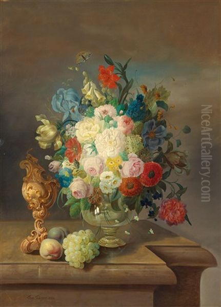 Groses Blumenstuck Mit Fruchten Oil Painting by Eduard Wuger