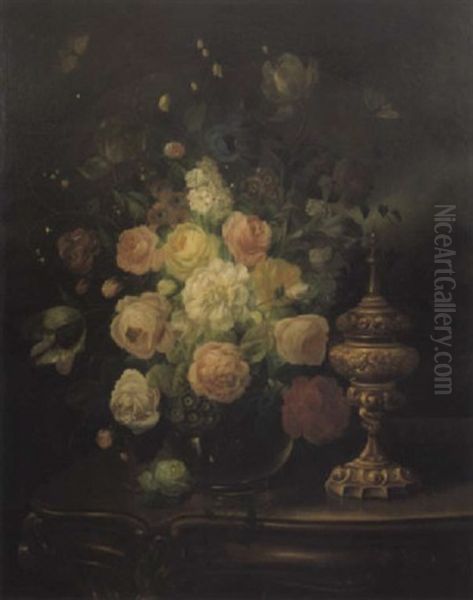 Blumenstilleben In Biedermeierlicher Manier Oil Painting by Eduard Wuger