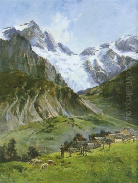 La Meije Vue De Valfroide Oil Painting by Louis Charles Wuehrer