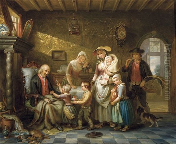 Joyeux Anniversaire, Grand-pere Oil Painting by Adrien Wulffaert