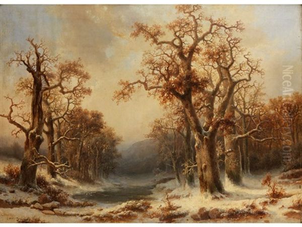 Winterlandschaft Oil Painting by Carl Wuelfing