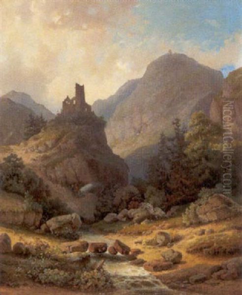 Ruinenlandschaft Mit Figurlicher Staffage Oil Painting by Carl Wuelfing