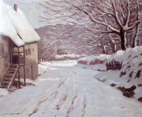 Winterlandschaft Oil Painting by Albert Wunderlich