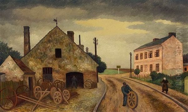 Dorf In Der Mark Oil Painting by Gustav Wunderwald