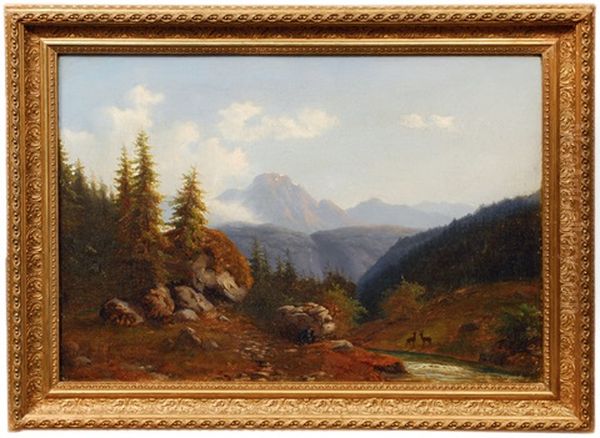 A Romantic Mountainous Landscape Oil Painting by Walther Wuennenberg