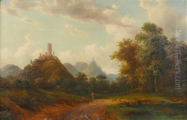 Ideale Rheinlandschaft. Blick Vom Marienforster Tal Auf Die Godesburg Und Den Drachenfels Oil Painting by Walther Wuennenberg