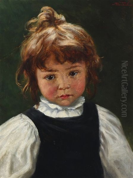 A Girl's Portrait Oil Painting by Marie (Mizzi) Wunsch