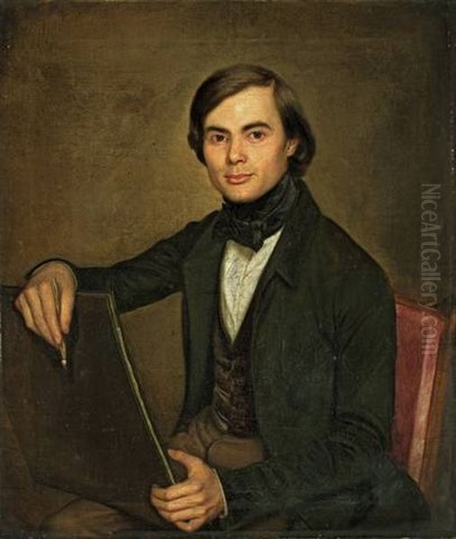 Selbstbildnis Oil Painting by Friedrich August Wuenschmann