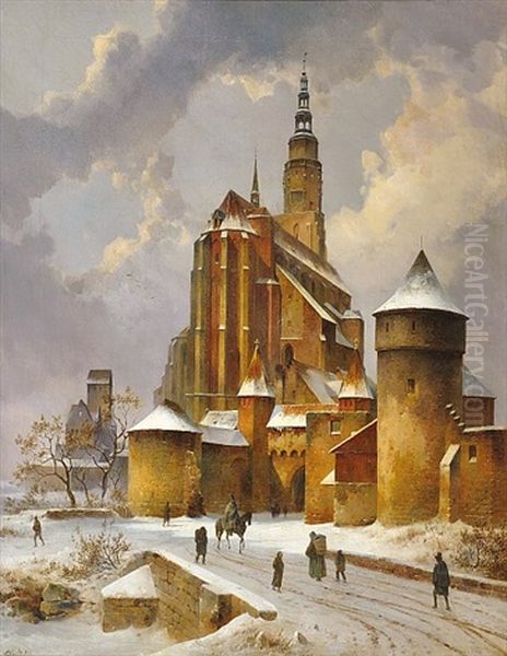 Chram S Mestskym Opevnenim Oil Painting by Karl Wurbs