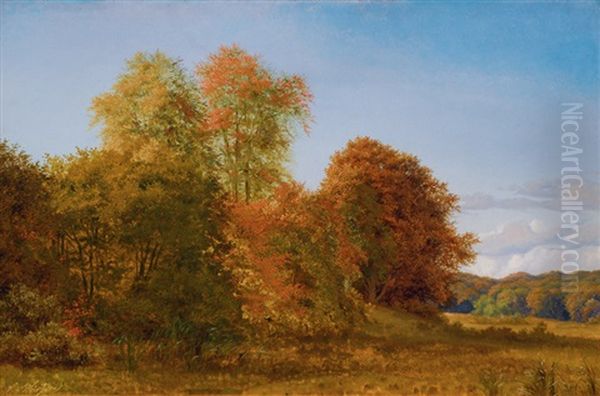 A Landscape In Late Summer Oil Painting by Carl Wurtzen