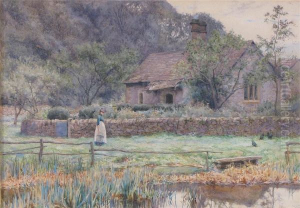 A Derbyshire Cottage Oil Painting by Leonard Leslie Brooke