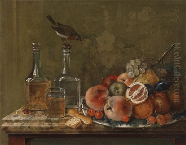 Stillleben Mit Fruchten Und Glaskaraffen Oil Painting by Johann Matthias Wurzer