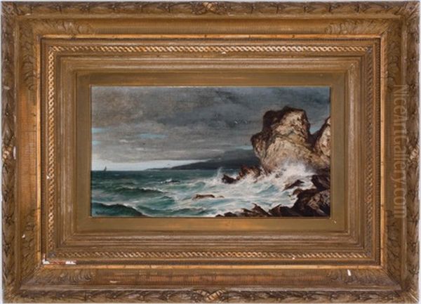 Rocky Coast Oil Painting by Alexander Ferdinand Wust