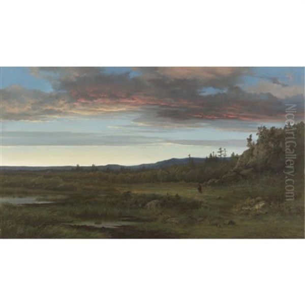 Sunset Landscape Oil Painting by Alexander Ferdinand Wust