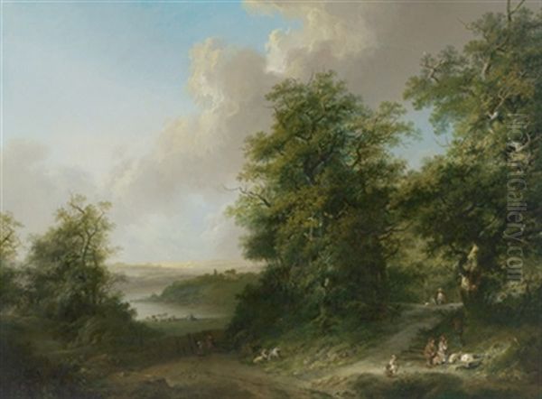 Weite Landschaft Mit Figuren Oil Painting by Johann-Heinrich Wuest