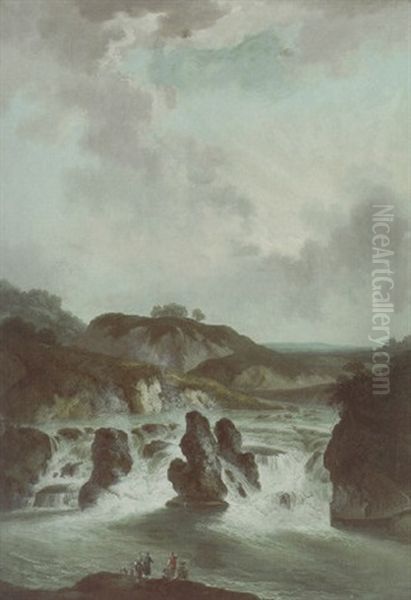 Der Rheinfall Oil Painting by Johann-Heinrich Wuest