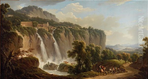 Die Wasserfalle Bei Tivoli Oil Painting by Michael Wutky