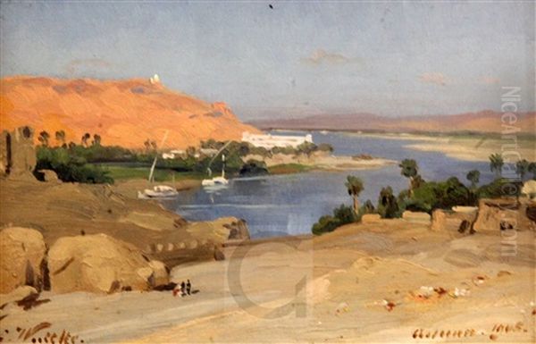 Aswan Oil Painting by Carl Wuttke