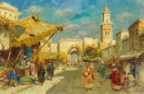 Basar In Der Altstadt Von Tunis Oil Painting by Carl Wuttke