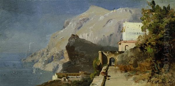 Capri Mit Blick Auf Den Monte Solaro Oil Painting by Carl Wuttke