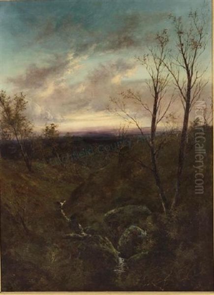 Sunset Oil Painting by Alexander Helwig Wyant