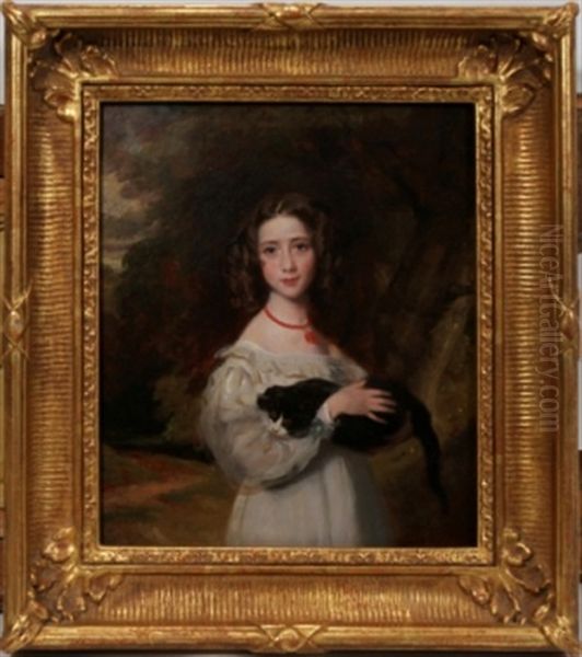 Portrait Of Young Girl Oil Painting by Henry Wyatt