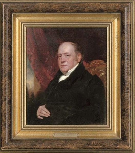 Portrait Of Sir George Farrant In A White Shirt And Black Coat Oil Painting by Henry Wyatt