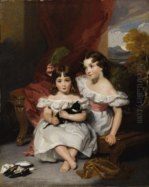 Portrait Of Fraser Sisters Oil Painting by Henry Wyatt