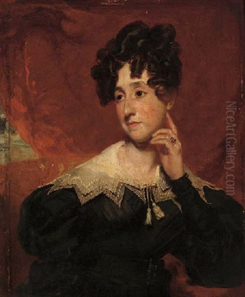 Portrait Of Mrs. Campbell, Seated In An Interior Oil Painting by Henry Wyatt