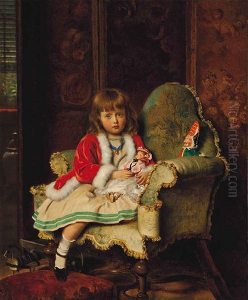 Little May With Her Dolls Oil Painting by Francis John Wyburd