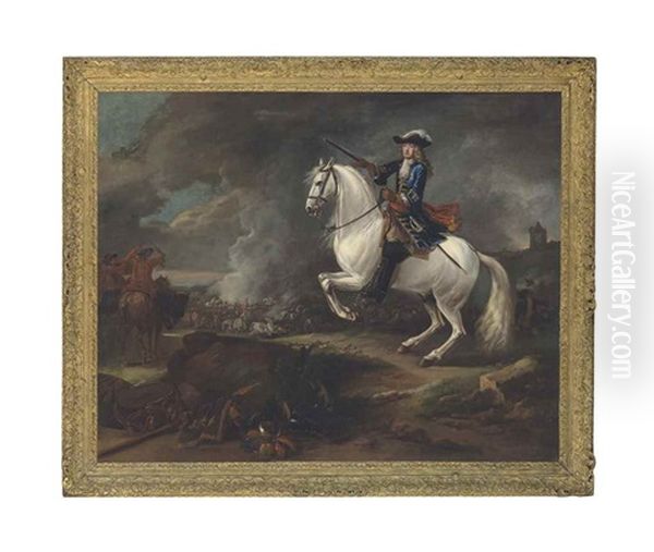 Equestrian Portrait Of A Commander, Possibly James Butler, 2nd Duke Of Ormande (1665-1745), At The Battle Of The Boyne Oil Painting by Jan Wyck