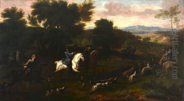 A Royal Hunt, Traditionally Understood To Show William Iii Hunting In New Forest Oil Painting by Jan Wyck