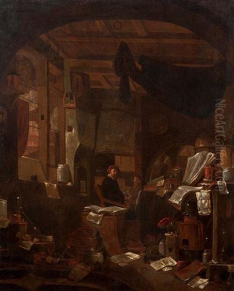 Le Cabinet De L'alchimiste Oil Painting by Thomas Wyck