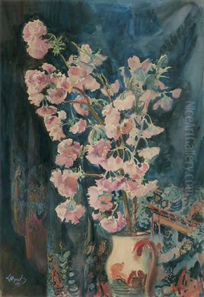 Flowers In A Pot Oil Painting by Leon Wyczolkowski