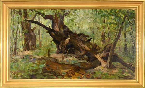 Forest Interior Oil Painting by Leon Wyczolkowski