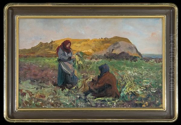 At The Field Oil Painting by Leon Wyczolkowski