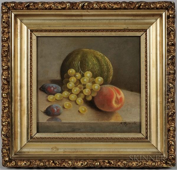 Still Life With Fruit On A Stone Table Oil Painting by Arnoud Wydeveld