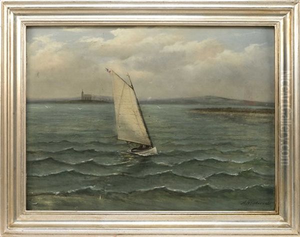 Catboat On A Lake Oil Painting by Arnoud Wydeveld